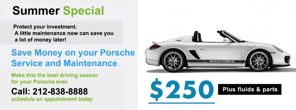 NYC independent Porsche service center for NYC and the tristate area. We do everything the dealer can do and more. Need help?Call us we know Porsche. We are the #1 Porsche dealer alternative for NYC.