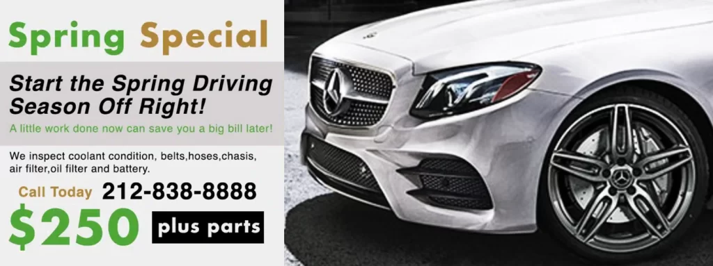 Mercedes Benz winter scheduled service special offer from Manhattan Auto Repair the #1 Mercedes dealer alternative foe Mercedes service, maintenance and repair in NYC, Manhattan and hte tri-state area. Call us we can help.