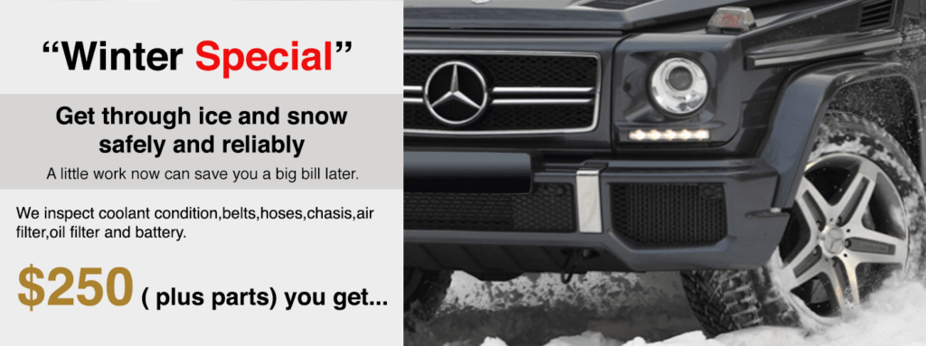 Mercedes Benz winter scheduled service special offer from Manhattan Auto Repair the #1 Mercedes dealer alternative foe Mercedes service, maintenance and repair in NYC, Manhattan and hte tri-state area. Call us we can help.